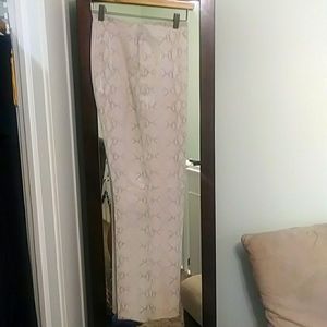 Snake print genuine leather pants side zipper